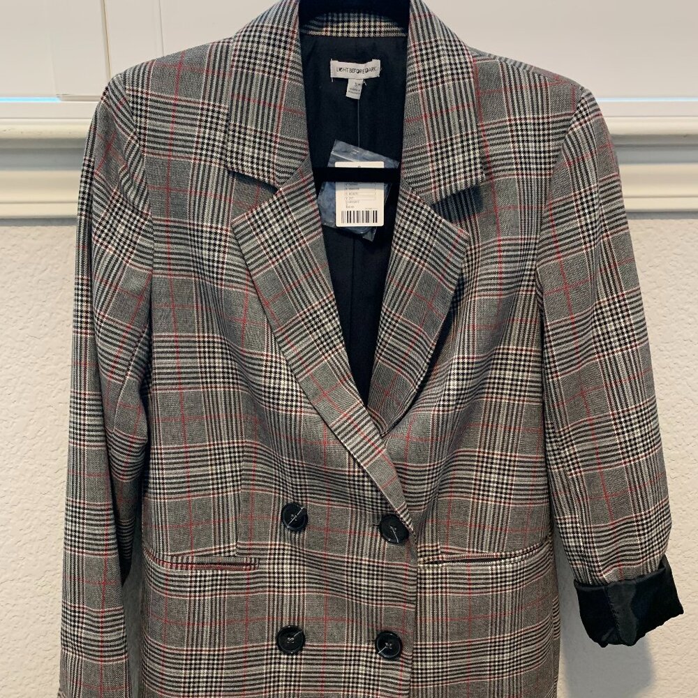 Urban Outfitters Light Before Dark Plaid Double-Breasted Blazer Size Small - NWT